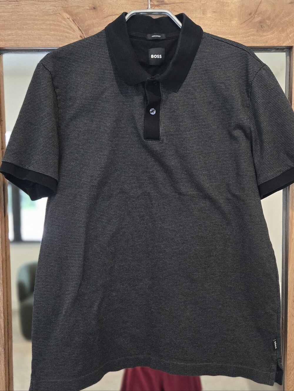 Hugo Boss Men’s Mercerised Polo Shirt Black Gray Size Medium